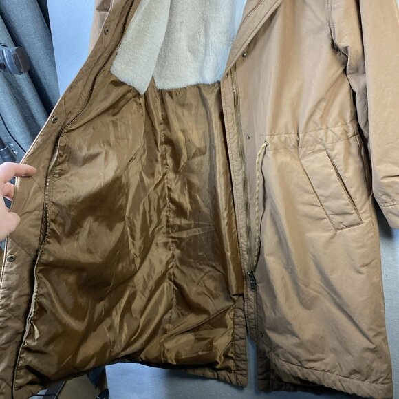Old Navy Hooded‎ Utility Jacket Women's XS Brown Faux Fur Lining Winter Coat EUC - Picture 8 of 13
